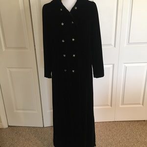 Velvet Doubled Breasted Maxi Coat-Vintage Black  w/10 orginal rhinestone buttons